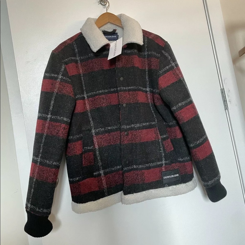 Calvin Klein Mens Plaid Sherpa Wool jacket - New with tags Size Medium $200 MSRP